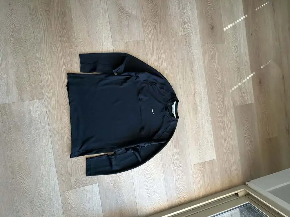 Vintage Nike Center Swoosh Textured Long Sleeve Crewneck Shirt Black Size L